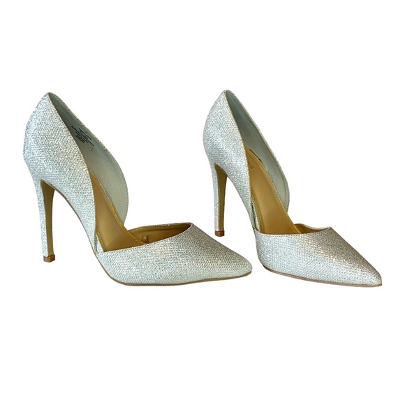 Express Silver Shimmer Pointy Toe Pumps - Picture 3 of 6
